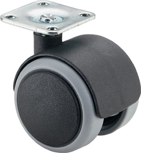 BS ROLLEN Kunststoffdoppelrolle (Rad-Ø 50 mm Tragfähigkeit 50 kg / mit Anschraubplatte) - F76.050.PL