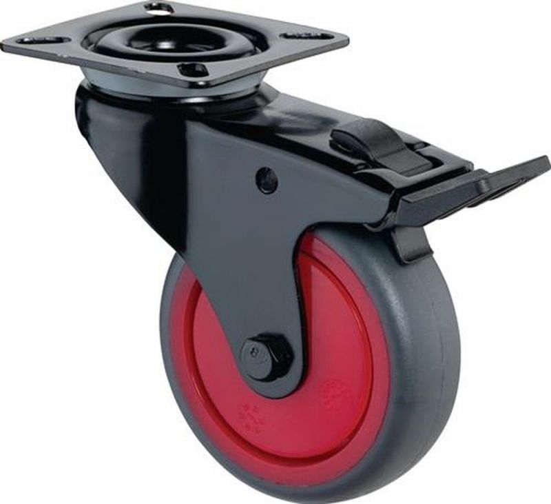 BS ROLLEN Lenkrolle mit Totalfeststeller (Rad-Ø 50 mm Tragfähigkeit 50kg/mit Anschraubplatte&Totalfeststeller) - A820.A85.050.03