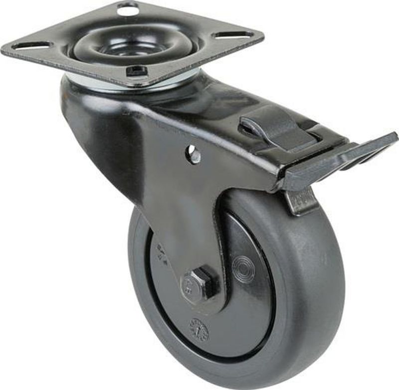 BS ROLLEN Lenkrolle mit Totalfeststeller (Rad-Ø 50 mm Tragfähigkeit 50kg/mit Anschraubplatte&Totalfeststeller) - A820.A85.050.06