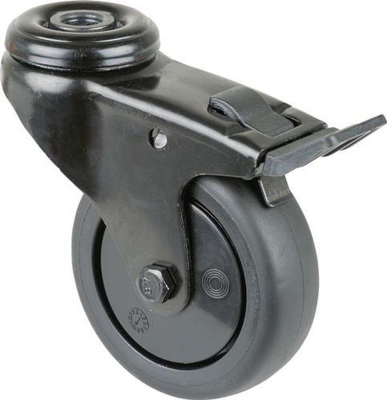 BS ROLLEN Lenkrolle mit Totalfeststeller (Rad-Ø 75 mm Tragfähigkeit 75kg/Rückenloch 10,2 mit Totalfeststeller) - A821.A85.075.06
