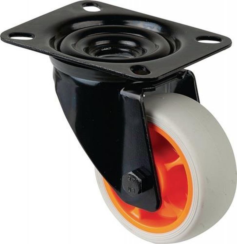 BS ROLLEN Lenkrolle (Rad-Ø 80 mm Tragfähigkeit 100 kg / Lenkrollen Gummi) - L800.B44.081.02