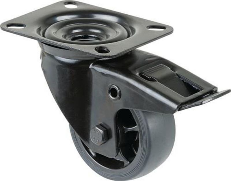 BS ROLLEN Lenkrolle mit Totalfeststeller (Rad-Ø 80 mm Tragfähigkeit 100 kg / mit Feststeller Gummi) - L820.B44.081.06
