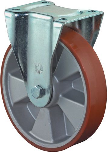 BS ROLLEN Schwerlast-Bockrolle (Rad-Ø 250 mm Tragfähigkeit 1000 kg / Gusspolyurethan) - L610.B90.250