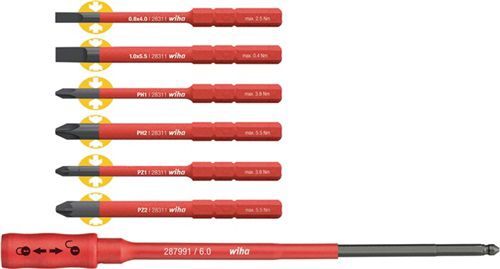 Wiha Wechselklingensatz (7-teilig / Torque/Schlitz/Phillips/Pozidriv) - 36079
