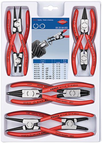 NW-KNIPEX Sicherungsringzangensatz (8-teilig SB-Lochung / 10 - 60 mm) - 00 20 04 V01