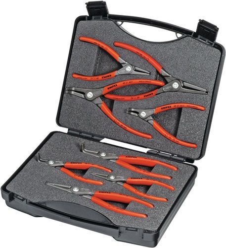 NW-KNIPEX Präzisionssicherungsringzangensatz (8-teilig in Kunststoffkoffer / 10 - 60 mm) - 00 21 25