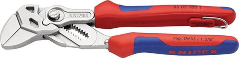 NW-KNIPEX Zangenschlüssel (Länge 180 mm Spannweite 40 mm / verchromt Mehrkomponenten-Hüllen) - 86 05 180 T