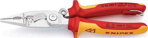 NW-KNIPEX Elektroinstallationszange (Länge 200 mm VDE / verchromt Mehrkomponenten-Hüllen) - 13 96 200 T