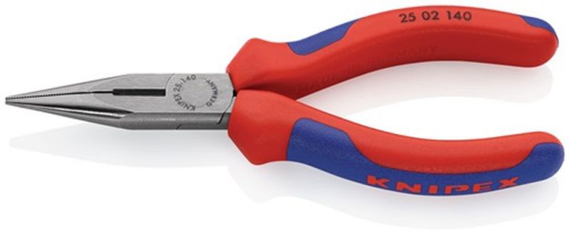 NW-KNIPEX Flachrundzange (Länge 140 mm flach/rund gerade / poliert Mehrkomponenten-Hüllen) - 25 02 140