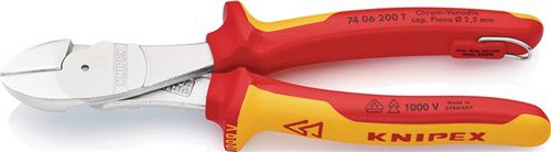 NW-KNIPEX Kraftseitenschneider (Länge 200 mm / VDE Form 0 mit Befestigungsöse) - 74 06 200 T