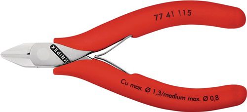 NW-KNIPEX Elektronikseitenschneider (Länge 115 mm Form 0 / Facette ja Kunststoffüberzug) - 77 01 115