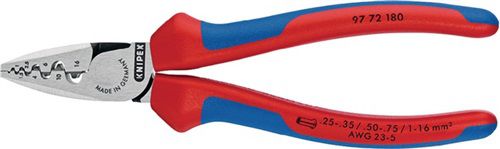 NW-KNIPEX Aderendhülsenzange (Gesamtlänge 180 mm / 0,25 - 16,0 (AWG 23 - 5) mm² poliert) - 97 72 180