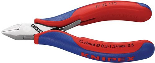NW-KNIPEX Elektronikseitenschneider (Länge 115 mm Form 4 / Facette ja, klein Mehrkomponenten-Hüllen) - 77 72 115