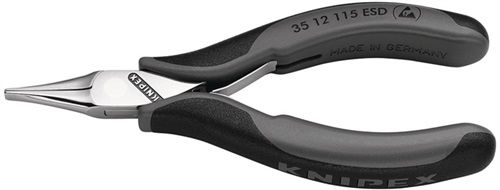 NW-KNIPEX Elektronikgreifzange (Gesamtlänge 115 mm ESD / flachbreite Backen spiegelpoliert Form 1) - 35 12 115 ESD
