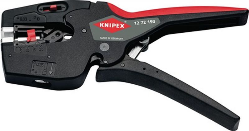NW-KNIPEX Abisolier- und Crimpzange (Länge 190 mm / 0,03 - 10 mm² (AWG 32 - 8)) - 12 72 190