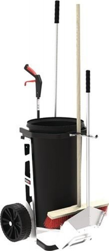 FLORA Reinigungswagen (Tonne 60 l, Greifzange, Schaufel, Besen / Stahl) - 01454/100