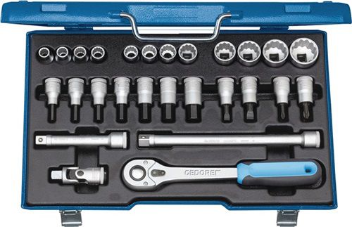Gedore Steckschlüsselsatz (27-teilig 1/2 “ / Schlüsselweiten 10-30 mm) - 6140090