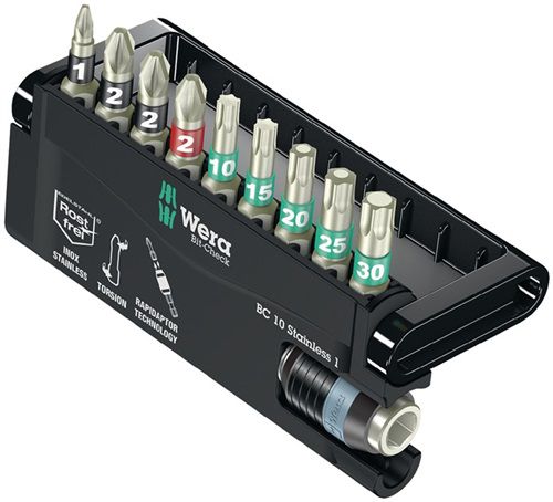 NW-Wera Edelstahlbitsortiment (10-teilig / PH/PZD/TX/Schnellw.Halter) - 05071110001