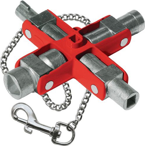 ALFRA Doppel-Schaltschrankschlüssel (14 Funktionen / mit Karabinerhaken an Kette) - 400665