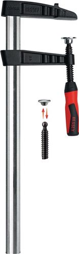 NW-BESSEY Tempergussschraubknecht (Spannweite 1250 mm Ausladung 120 mm / 2-Komponentengriff) - TGK125-2K