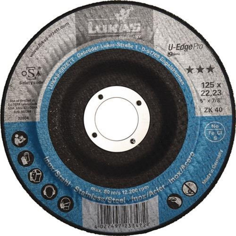 LUKAS Kehlnahtschleifer (D125xS10mm Körnung 60 / Scheibe flach / Inhalt: 5 Stück) - A27401250602071