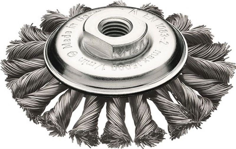 LESSMANN Kegelbürste (Ø 115 mm M14 Drahtstärke 0,5 mm / Stahl 12 mm) - 472.257.WZ