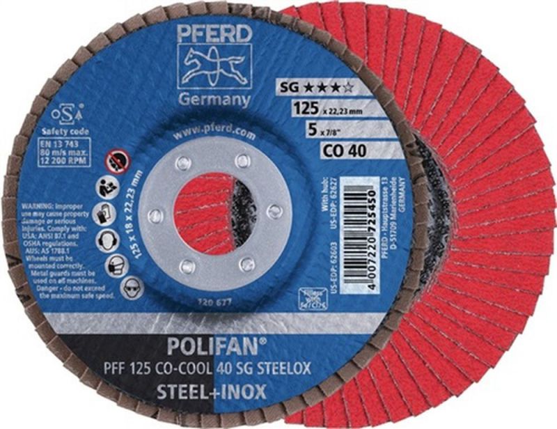 PFERD Fächerscheibe (Ø 125 mm Körnung 40 flach / INOX Keramikkorn CO / Inhalt: 10 Stück) - 67660425