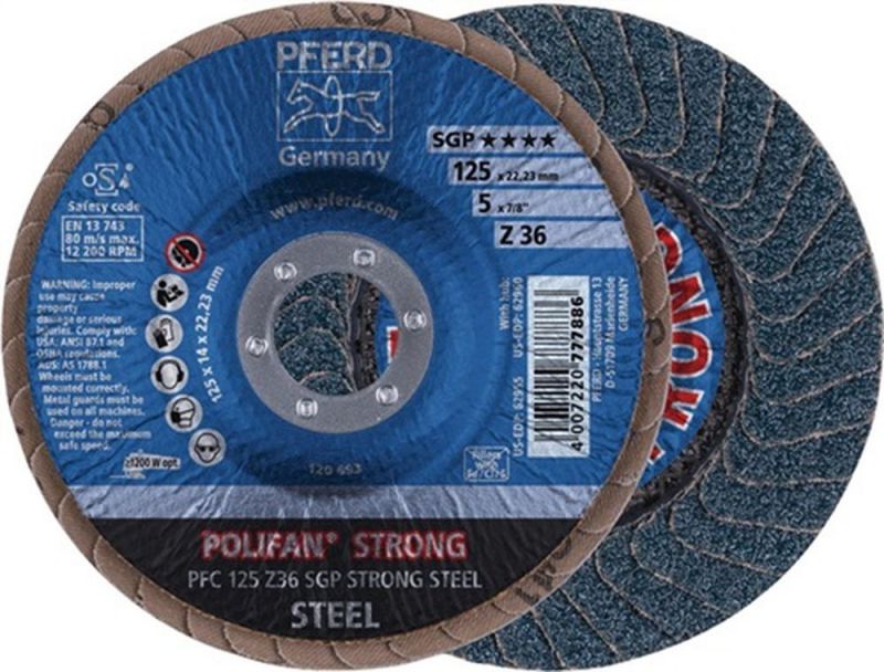 PFERD Fächerscheibe (Ø 125 mm Körnung 36 konisch / INOX Zirkonkorund / Inhalt: 10 Stück) - 67788025