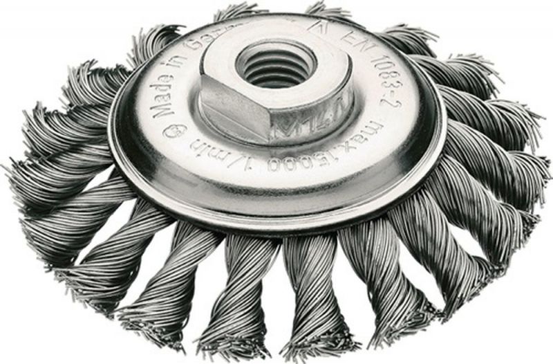 LESSMANN Kegelbürste (Ø 115 mm Gewinde Drahtstärke 0,5 mm / Stahl 12 mm) - 472257