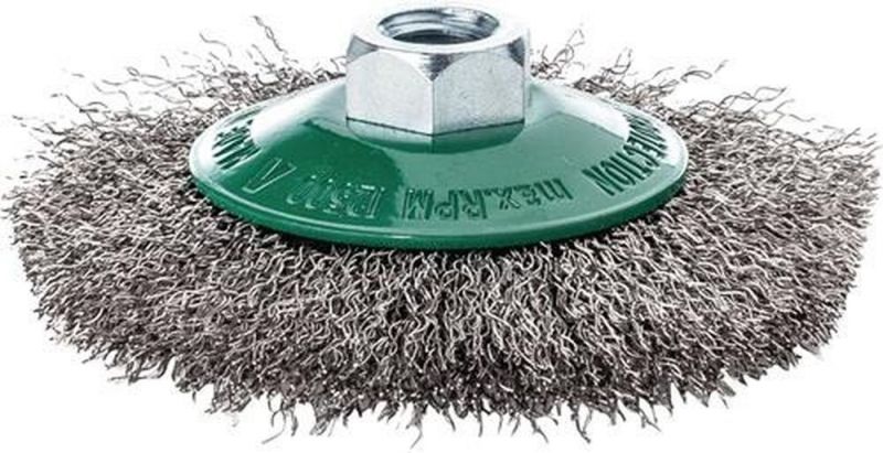 LESSMANN Kegelbürste (Ø 100 mm Drahtstärke 0,30 mm / Edelstahl gewellt 10 mm) - 422367