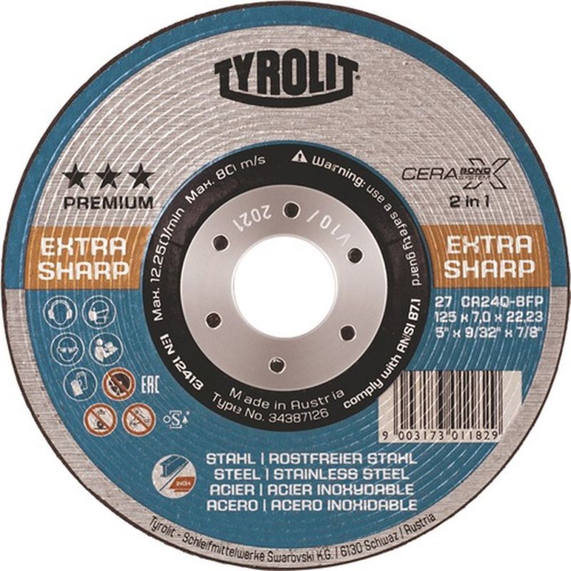 Tyrolit Schruppscheibe (D125xS7mm / gekröpft INOX/Stahl / Inhalt: 5 Stück) - 34387126
