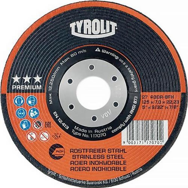 Tyrolit Schruppscheibe (D125xS7mm Körnung 30 / gekröpft / Inhalt: 10 Stück) - 117070