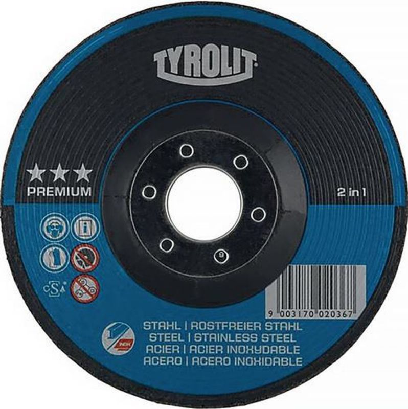 Tyrolit Schruppscheibe (D125xS4mm Körnung 30 / gekröpft 2in1 / Inhalt: 10 Stück) - 5308