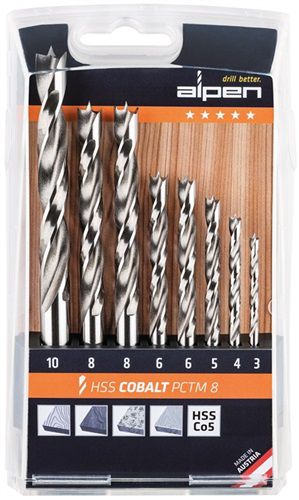 ALPEN Holzspiralbohrer-Satz (8-teilig / Ø 3, 4, 5, 2x6, 2x 8, 10 mm) - 0063300008100