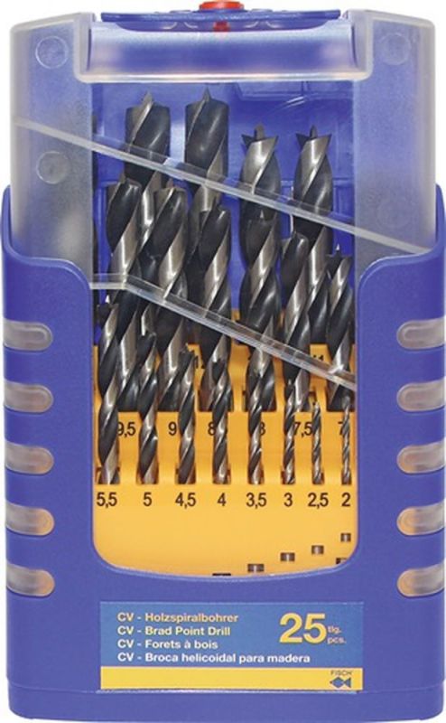 FISCH-TOOLS Holzspiralbohrersatz (25-teilig / Ø 1 - 13 mm 0,5mm steigend) - 0120025K01