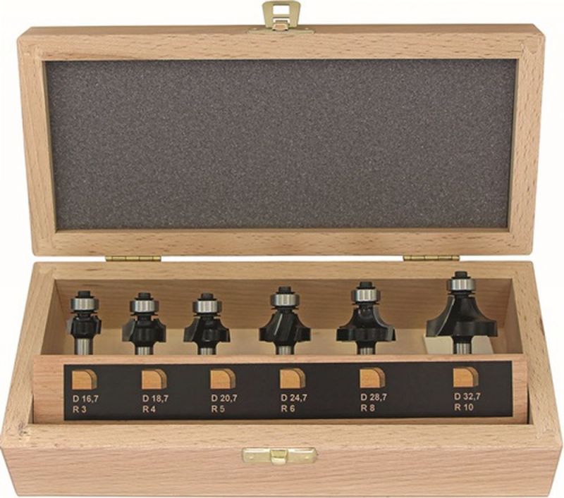 FISCH-TOOLS Abrundfräsersatz (Hartmetall Schaft-Ø 8 mm / 6-teilig) - 973CT06A03NW