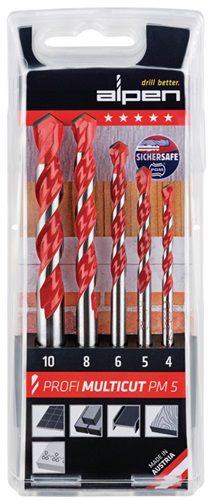ALPEN Bohrer-Satz 5 teilig 4, 5, 6, 8, 10 mm - 0000100705100
