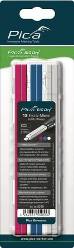 Pica Minen-Set (4x rot / 4x blau / 4x weiß / bis 40 ° stabil / Inhalt: 5 Stück) - 6040
