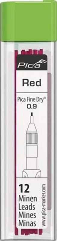 Pica Ersatzmine (12x rot / präzises Anzeichnen / Inhalt: 10 Stück) - 7031