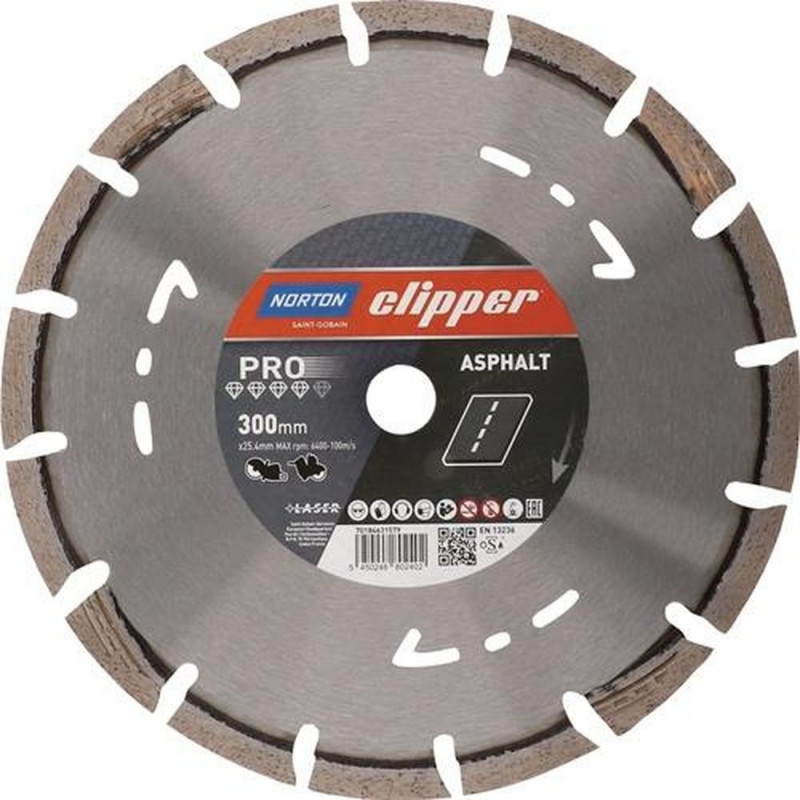 Norton Clipper Diamanttrennscheibe (Ø 300 mm Bohrung 25,4 mm / für Trennschleifer/Fugenschneider) - 70184631579