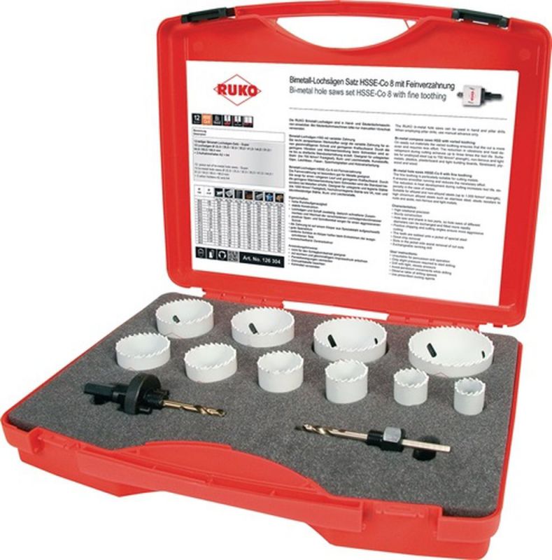 Ruko Lochsägensatz (19-teilig 16 - 83 mm / Schnitttiefe 38 mm HSSE-Co8-Bi-Metall) - 126304