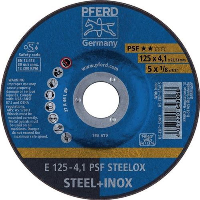 PFERD Schruppscheibe (D125xS4,1mm / gekröpft PSF STEELOX / Inhalt: 10 Stück) - 69220531