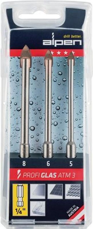 ALPEN Glasbohrersatz (3-teilig Ø 5/6/8 mm / Schaft 6-kant) - 0028900003100