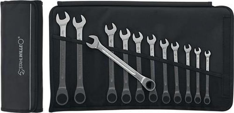 Stahlwille Maulringratschenschlüsselsatz (12-teilig Schlüsselweiten 8-19 mm / flach) - 96401712