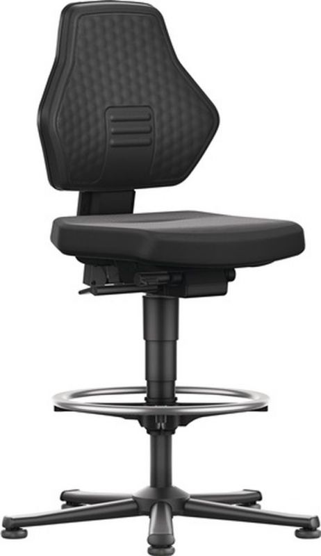 Bimos Arbeitsdrehstuhl (Bodengleiter + Fußring / Supertec-Gewebe schwarz) - 9071-SP01
