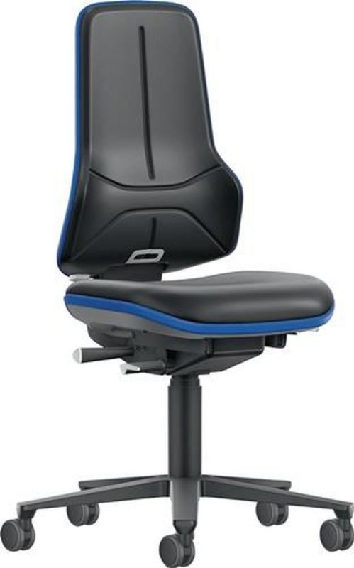 Bimos Arbeitsdrehstuhl (Rollen / Kunstlederpolster schwarz blau) - 9575-MG01-3277