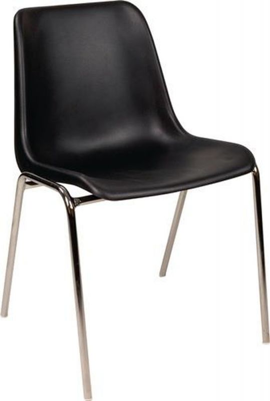 Edding Stapelstuhl (schwarz / Stahlrohr verchromt / Inhalt: 4 Stück) - KCS ECO 4/24