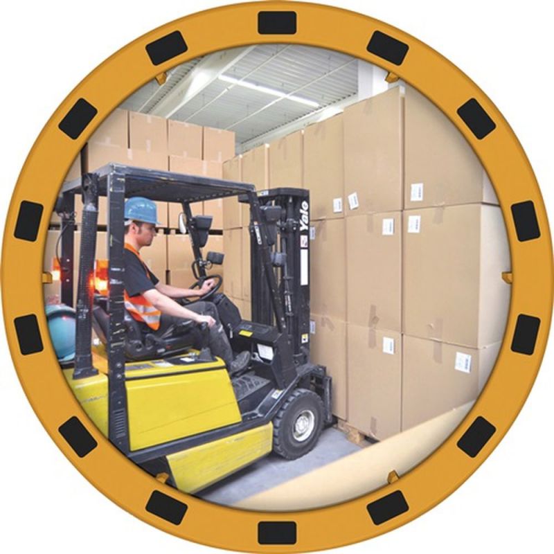 Dancop Sicherheits-/Verkehrsspiegel (H710xB710mm D.600 mm Acryl, gelb/schwarz / ca. 110°-Blickwinkel) - ED-I 60