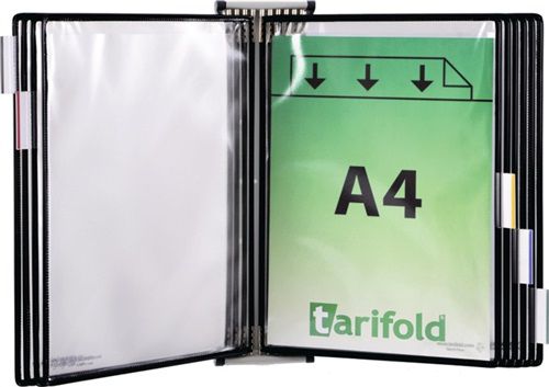 Tarifold Wandhalter (5 Sichttafeln schwarz / mit Drahtrahmen, kunststoffummantelt) - 416167