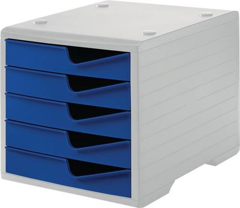 GRAF Ablagebox (5 Schubladen grau/blau / Polystyrol H255xB270xT340 mm) - 275-8430.351